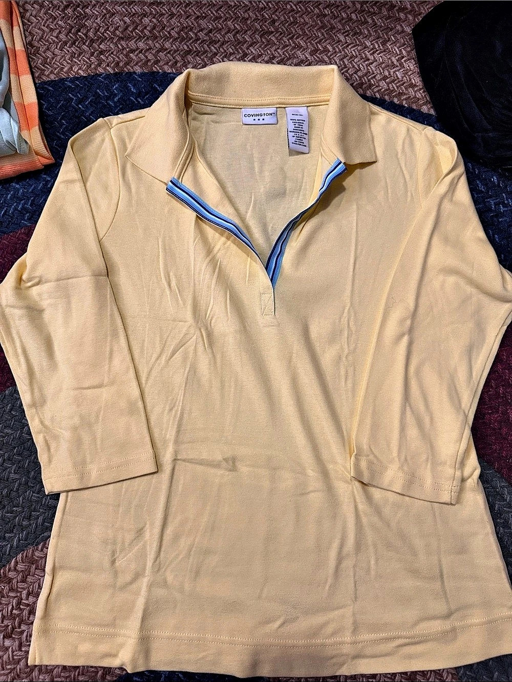 Covington Cotton Long Sleeve Tunic in Yellow Size Medium Like New